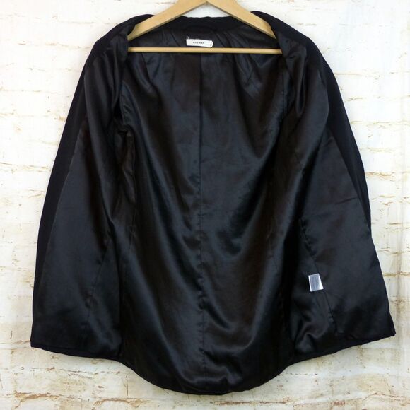 Mod Ref Blazer Womens S Black Twill Longline Open Front Jacket Minimalist Preppy - Picture 8 of 10
